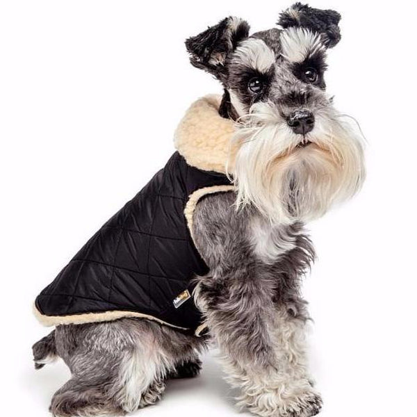 QUILTED SHEARLING BLACK DOG JACKET, Coats - Bones Bizzness