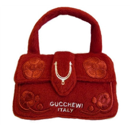 GUCCHEWI RED FLORAL PURSE DOG TOY, Toys - Bones Bizzness