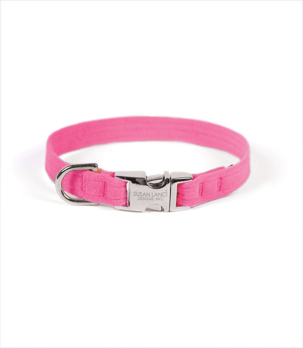 PERFECT FIT ULTRASUEDE DOG COLLAR BY SUSAN LANCI - PERFECT PINK, Collars - Bones Bizzness