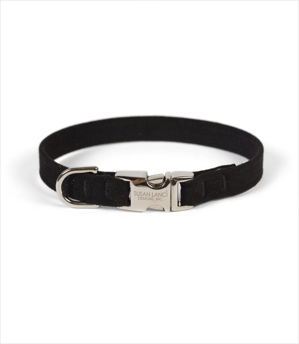 PERFECT FIT ULTRASUEDE DOG COLLAR BY SUSAN LANCI - BLACK, Collars - Bones Bizzness