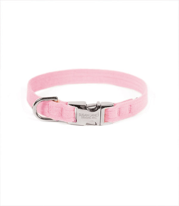 PERFECT FIT ULTRASUEDE DOG COLLAR BY SUSAN LANCI - PUPPY PINK, Collars - Bones Bizzness