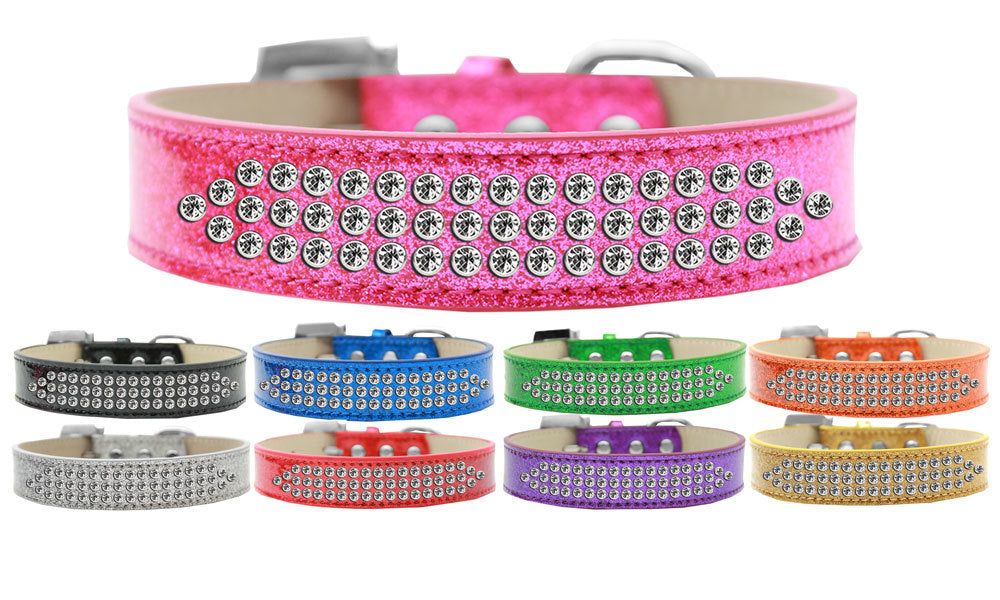 THREE ROW ICE CREAM CRYSTAL CLEAR DOG COLLAR (9 COLORS), Collars - Bones Bizzness