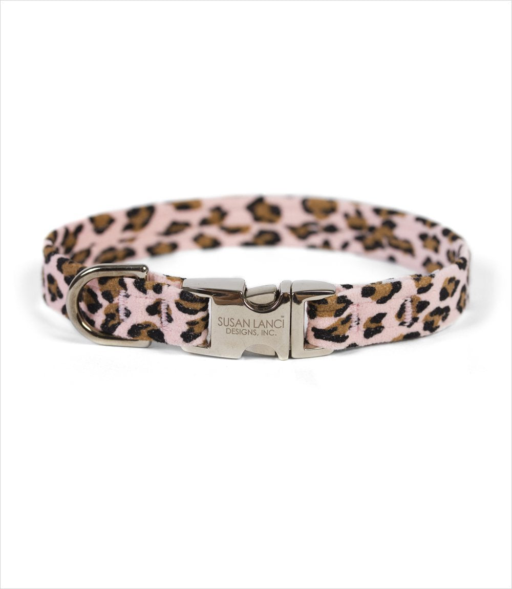 PERFECT FIT ULTRASUEDE DOG COLLAR BY SUSAN LANCI - PINK CHEETAH COUTURE, Collars - Bones Bizzness