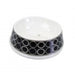 PORCELAIN DOG BOWL IN PATTERNED BLACK, Bowls - Bones Bizzness