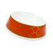 PORCELAIN DOG BOWL IN PATTERNED TANGERINE, Bowls - Bones Bizzness