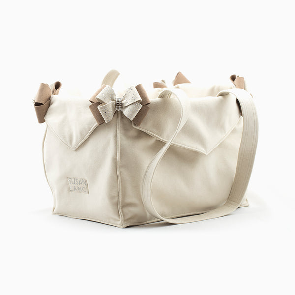 DOE NOUVEAU BOW SILVER STARDUST DOG CARRIER  - BY SUSAN LANCI, Carriers - Bones Bizzness