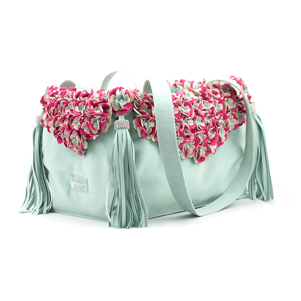 LUXURY PURSE TINKIE'S GARDEN MINT DOG CARRIER - BY SUSAN LANCI, Carriers - Bones Bizzness