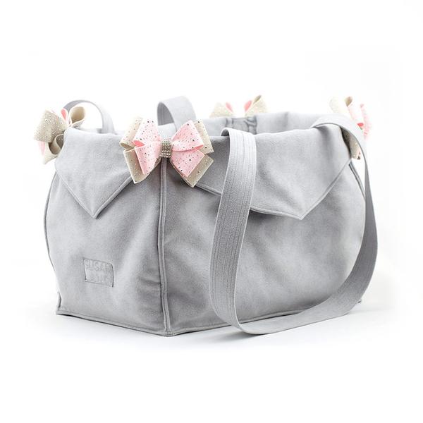PLATINUM & PUPPY PINK LUXURY PURSE CARRIER  - BY SUSAN LANCI, Carriers - Bones Bizzness