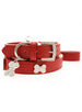 RED DIAMANTE LEATHER & CHARM DOG COLLAR & LEASH SET, Collars - Bones Bizzness