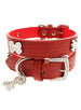 RED DIAMANTE LEATHER & CHARM DOG COLLAR & LEASH SET, Collars - Bones Bizzness