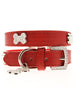 RED DIAMANTE LEATHER & CHARM DOG COLLAR & LEASH SET, Collars - Bones Bizzness