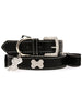 BLACK DIAMANTE LEATHER & CHARM DOG COLLAR & LEASH SET, Collars - Bones Bizzness