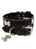 BLACK DIAMANTE LEATHER & CHARM DOG COLLAR & LEASH SET, Collars - Bones Bizzness