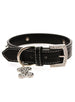 BLACK DIAMANTE LEATHER & CHARM DOG COLLAR & LEASH SET, Collars - Bones Bizzness