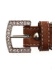 BROWN DIAMANTE LEATHER & CHARM DOG COLLAR & LEASH SET, Collars - Bones Bizzness