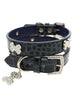 BLUE CROCODILE DIAMANTE LEATHER & CHARM DOG COLLAR & LEASH SET, Collars - Bones Bizzness