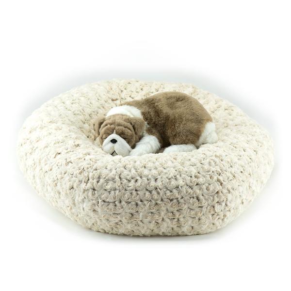 FROSTED CAMEL SHAG DOG BED