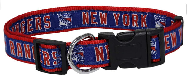 NEW YORK RANGERS DOG COLLAR- RIBBON