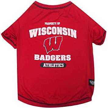 WISCONSIN BADGERS DOG TEE SHIRT, NCAA - Bones Bizzness