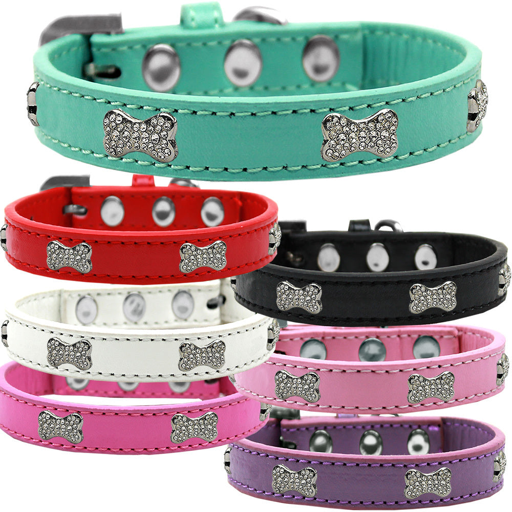 CRYSTAL BONE PREMIUM DOG COLLARS (7 COLORS), Collars - Bones Bizzness