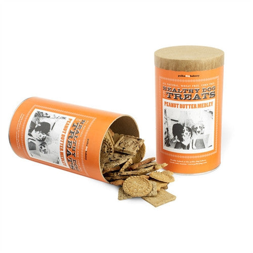 POLKA DOG BISCUIT CANISTER, PEANUT BUTTER MEDLEY 12OZ CANISTER