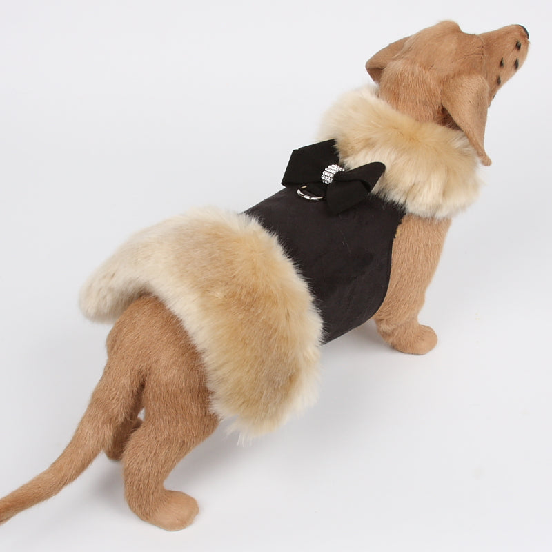 SUSAN LANCI BLACK W/CHAMPAGNE FOX BIG NOUVEAU BOW DOG COAT, Coats - Bones Bizzness