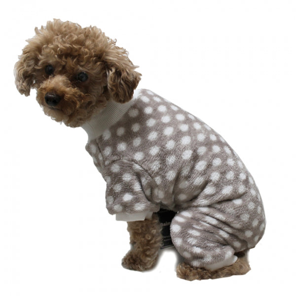 SUPER SOFT FLEECE GREY POLKA DOTS DOG PJ'S