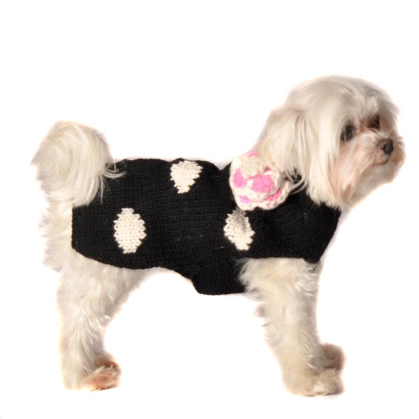 BLACK POLKA DOT PINK DOG SWEATER - Bones Bizzness