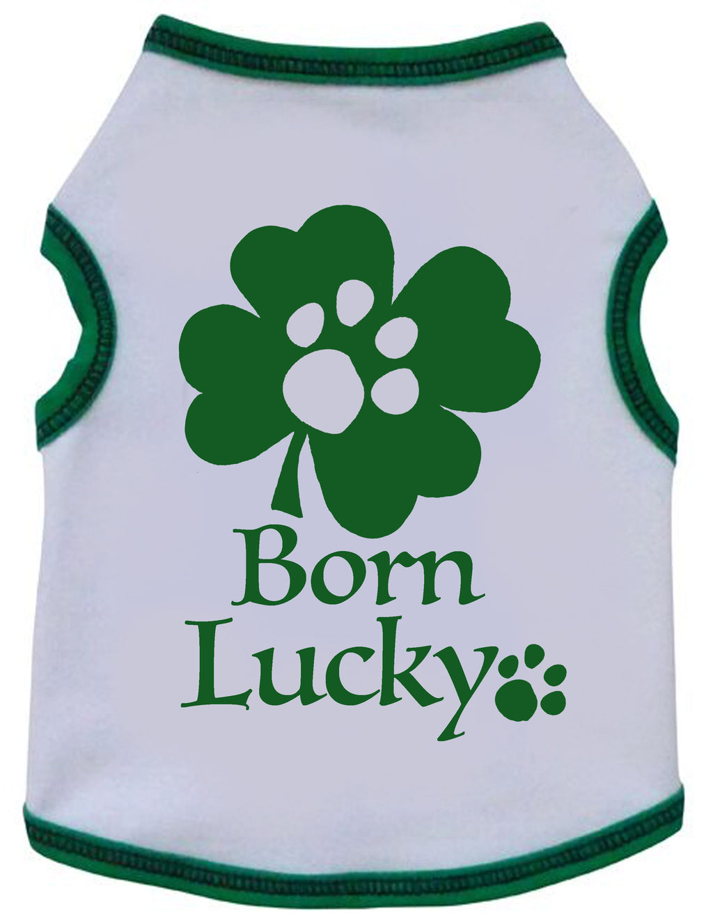 BORN LUCKY WHITE ST. PATRICK'S DAY DOG TANK, Shirts Tanks & Tees - Bones Bizzness