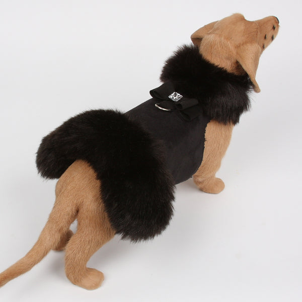 BIG BOW CRYSTAL BLACK MINK FUR DOG COAT- BLACK, Coats - Bones Bizzness