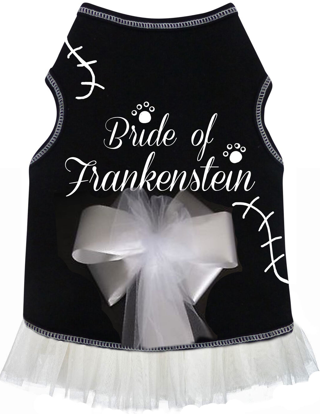 BRIDE OF FRANKENSTEIN HALLOWEEN DOG TANK DRESS, Shirts Tanks & Tees - Bones Bizzness