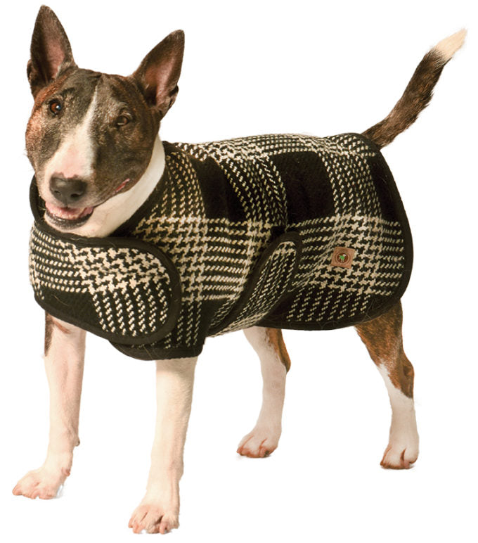 Black and White Plaid Dog Blanket Coat, Sweaters - Bones Bizzness