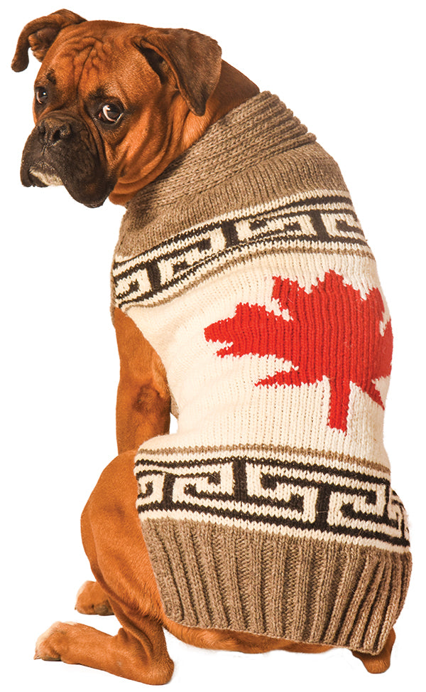 Grey Canadian Maple Leaf Dog Sweater, Sweaters - Bones Bizzness