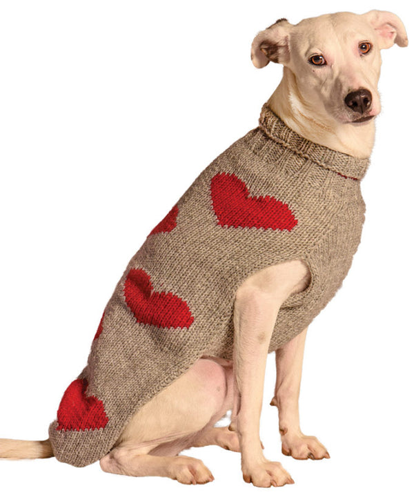 RED HEARTS DOG SWEATER