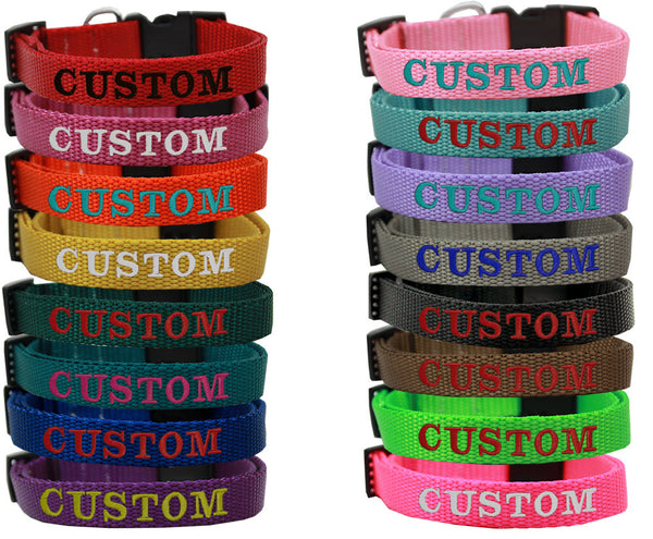 CUSTOM EMBROIDERED NYLON DOG COLLARS (16 COLORS), Collars - Bones Bizzness