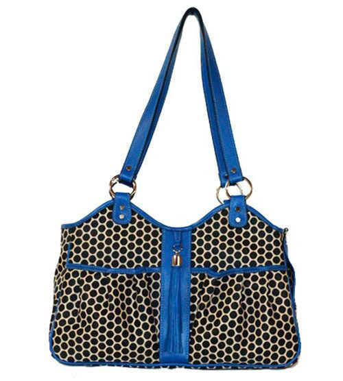 ESPRESSO METRO COUTURE-COBALT TASSEL DOG CARRIER, Carriers - Bones Bizzness