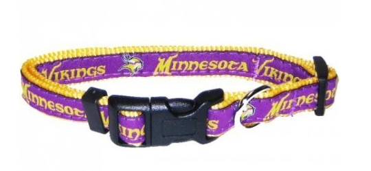 MINNESOTA VIKINGS DOG COLLAR – RIBBON, NFL Leashes - Bones Bizzness