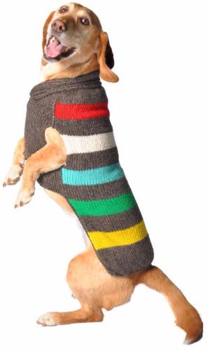 CHARCOAL STRIPE CABLE KNIT DOG SWEATER - Bones Bizzness