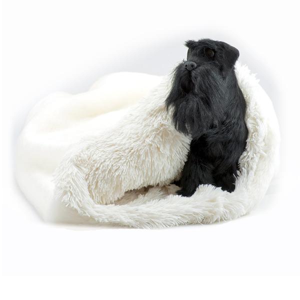 CREAM SMOOTH WITH CREAM SHAG CUDDLE CUP DOG BED, Beds - Bones Bizzness