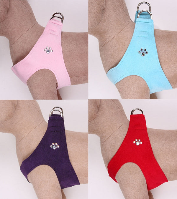 CRYSTAL PAWS ULTRASUEDE STEP-IN HARNESS - (53 COLORS), Harness - Bones Bizzness