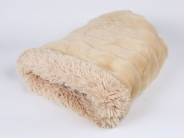 CAMEL MINK W/ CAMEL SHAG CUDDLE CUP DOG BED, Beds - Bones Bizzness