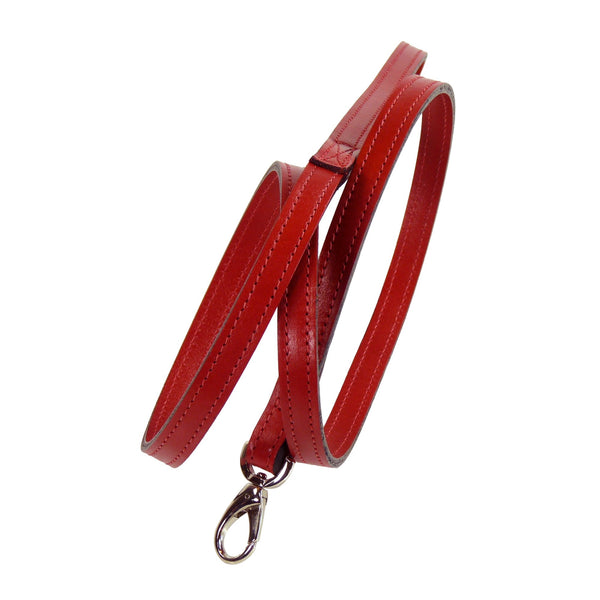HARTMAN & ROSE FERRARI RED & NICKEL DOG LEAD, Leash - Bones Bizzness