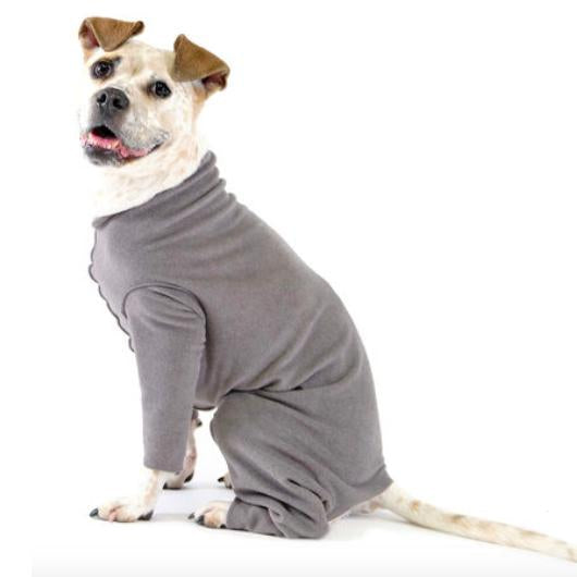 STRETCH FLEECE ONESIE DOG FLEECE - CHARCOAL GREY