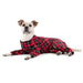STRETCH FLEECE ONESIE DOG FLEECE - RED TARTAN