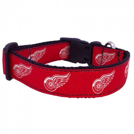 DETROIT RED WINGS DOG COLLAR- RIBBON, NHL - Bones Bizzness