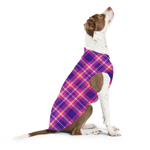 GOLD PAW STRETCH MULBERRY PLAID DOG FLEECE, Sweaters - Bones Bizzness