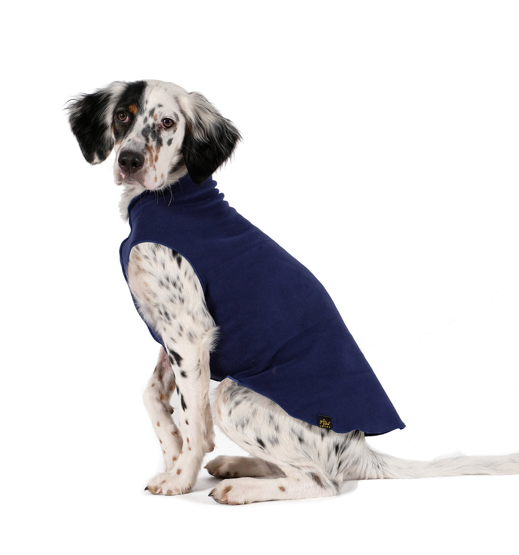 NAVY GOLD PAW STRETCH PLAID DOG FLEECE, Sweaters - Bones Bizzness