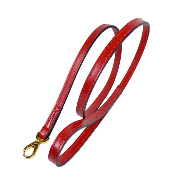 GEORGIA ROSE DOG LEAD IN FERRARI RED & GOLD, Leash - Bones Bizzness