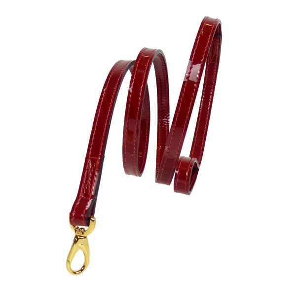 HARTMAN & ROSE RED PATENT & GOLD DOG LEAD, Leash - Bones Bizzness
