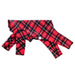STRETCH FLEECE ONESIE DOG FLEECE - RED TARTAN